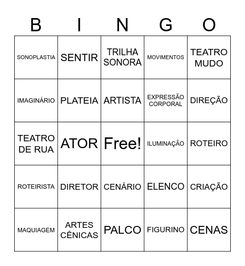 TEATRO Bingo Card