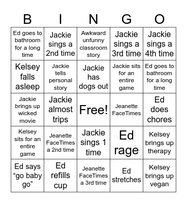 Family Football Bingo Card