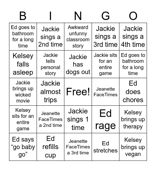 Family Football Bingo Card