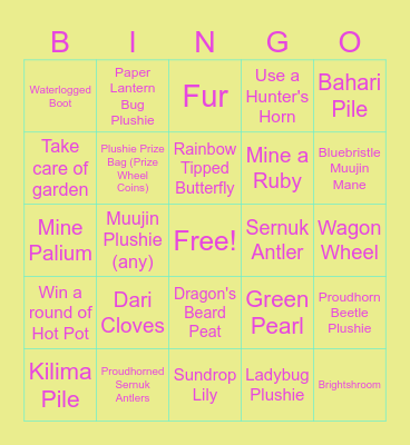 Palia Bingo! Bingo Card