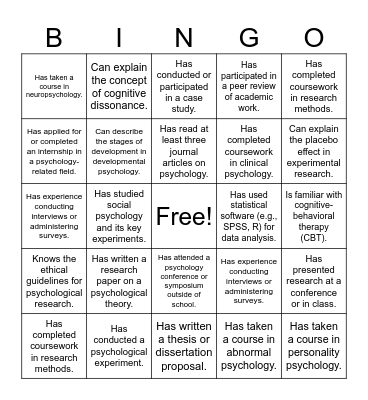 Psych Bingo Card