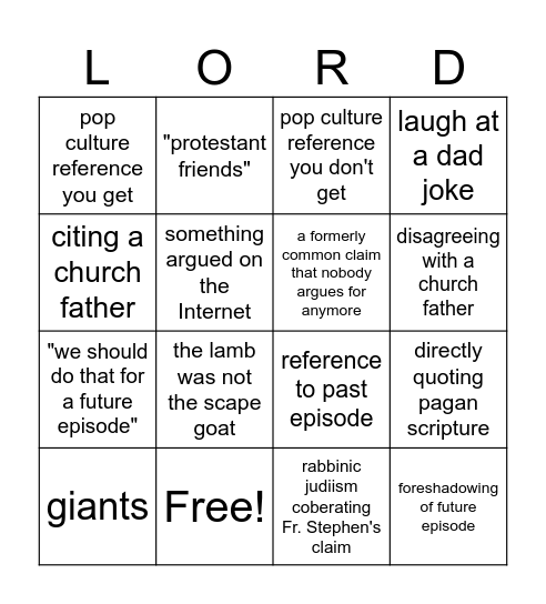 Lord of SpiritsUntitled Bingo Card