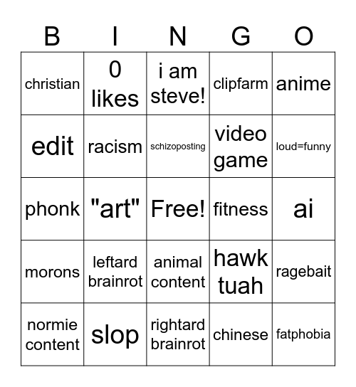 TikTok Bingo Card