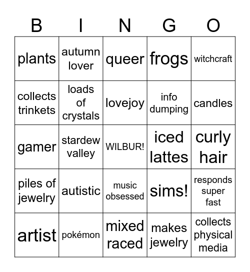 XIMENAS BINGO CARD Bingo Card