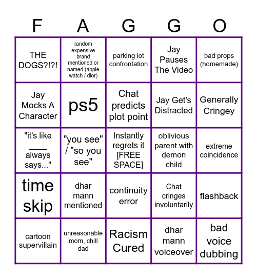 Dhar Mann Bingo :3 Bingo Card