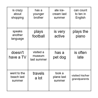 Find someone who... Bingo Card