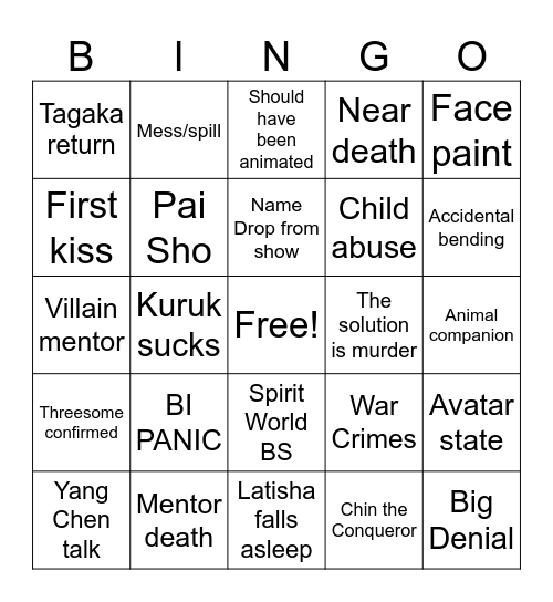 Rise of kyoshi Bingo Card