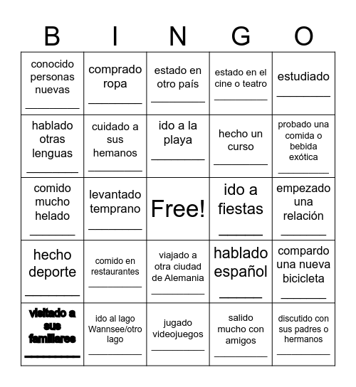 Encuentra a alguien que (se) ha ... Bingo Card