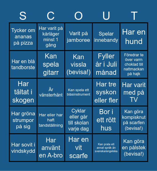 LÄRA KÄNNA ANDRA SCOUTER Bingo Card