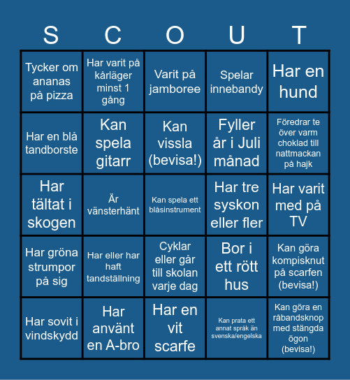 LÄRA KÄNNA ANDRA SCOUTER Bingo Card