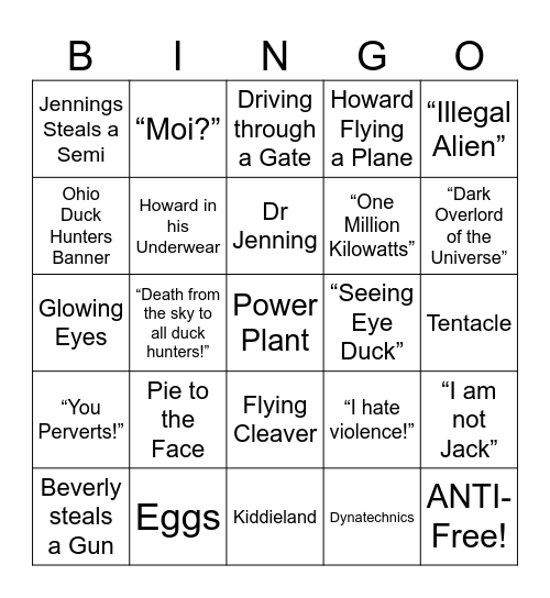 Howard the Duck - Round 2 Bingo Card