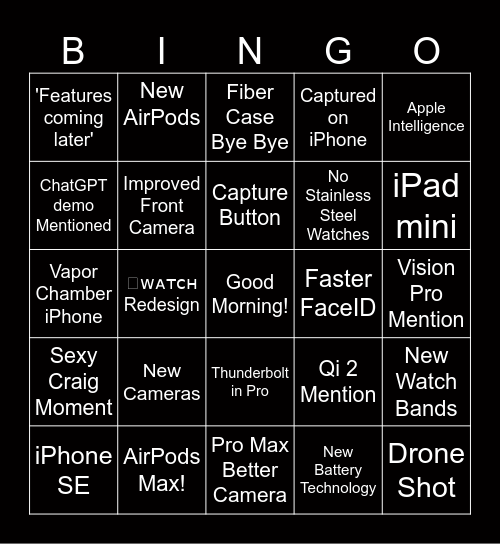 Apple Bingo 9/24 Bingo Card