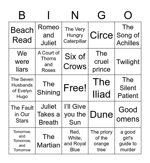 Book Bingo Card