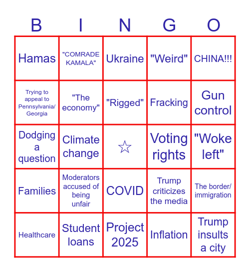 chloe's birthday + debate watch party Bingo Card