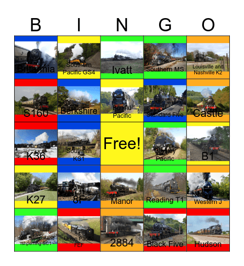 101 Steamies Bingo Card