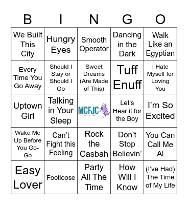 80's Hits Bingo Card