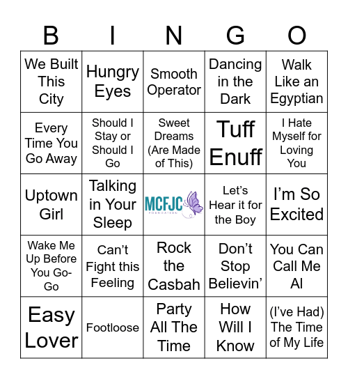 80's Hits Bingo Card