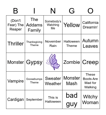 Autumn/Fall Bingo Card