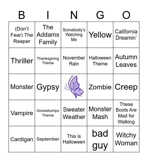 Autumn/Fall Bingo Card