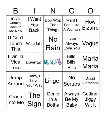 90's Hits Bingo Card