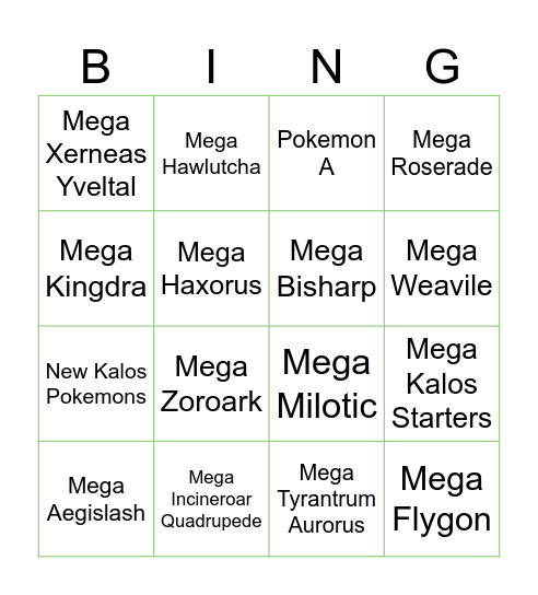 Legends Z-A Bingo Card