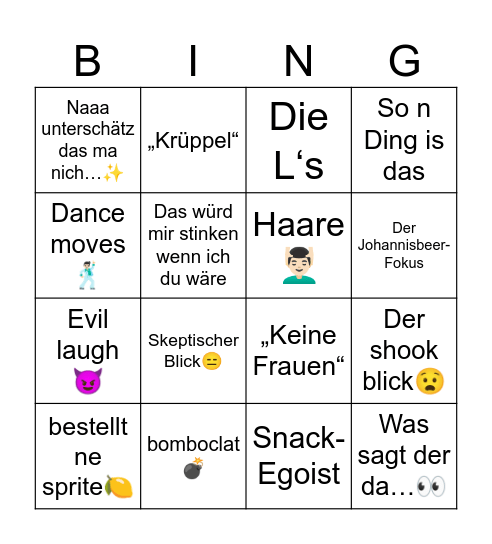 Lukas Bingo Card