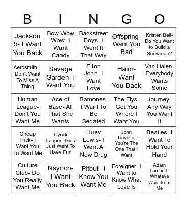 Radio Bingo Want Bingo Card