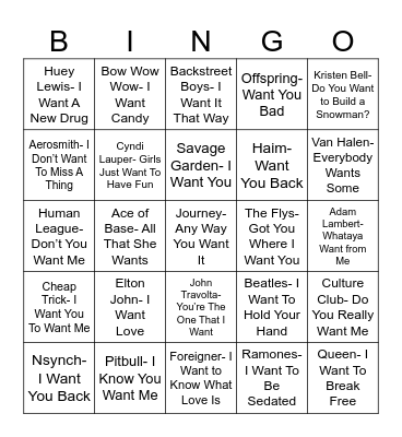 Radio Bingo Want Bingo Card