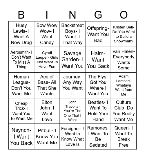 Radio Bingo Want Bingo Card