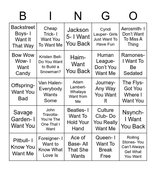 Radio Bingo Want Bingo Card