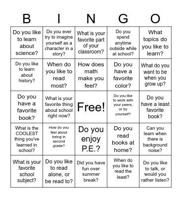 Getting to know you bingo Card