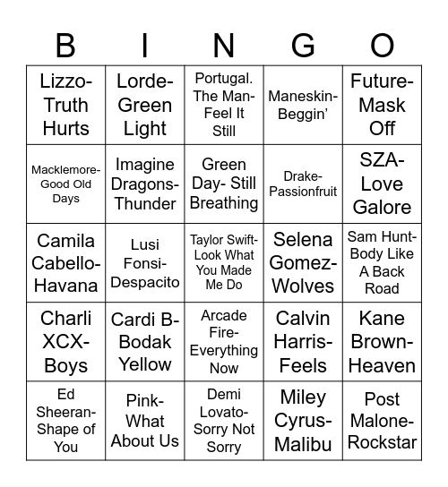 Radio Bingo Class of 2017 Bingo Card