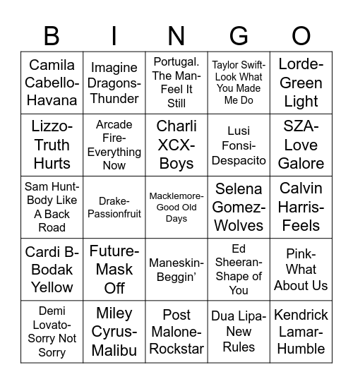 Radio Bingo Class of 2017 Bingo Card