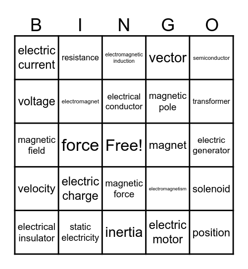 Unit 2 Vocab Bingo Card