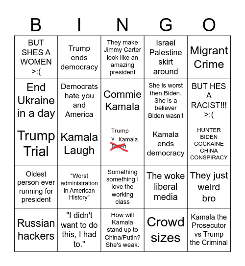 Trump v Biden Bingo Card