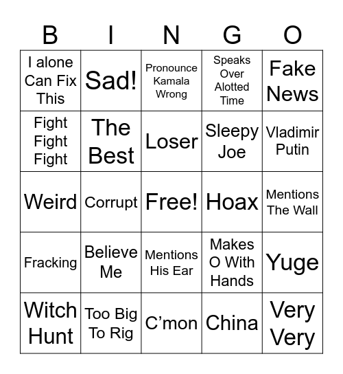 Bigly Bingo Card