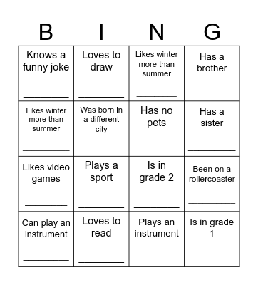 Find Someone Who Bingo Card