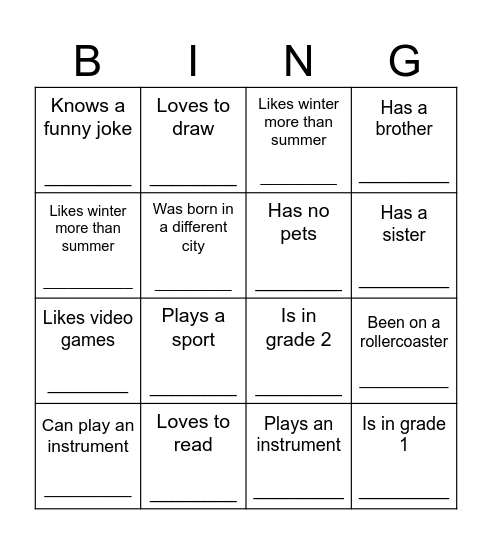 Find Someone Who Bingo Card