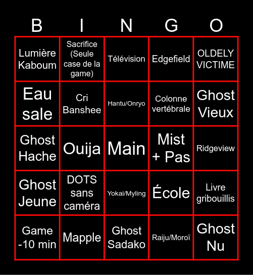 Phasmo Bingo Card