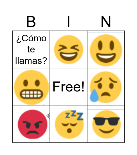 Las emociones Bingo Card