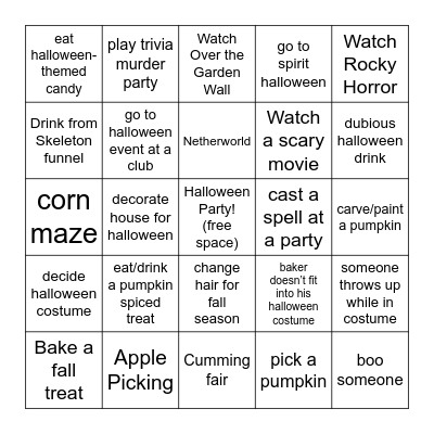 September & October Fall Bingo! Bingo Card