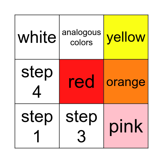 Colors Bingo Card