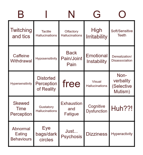 INSOMNIAC Bingo Card