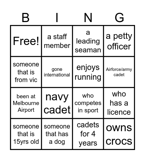 Find someone that is/has Bingo Card