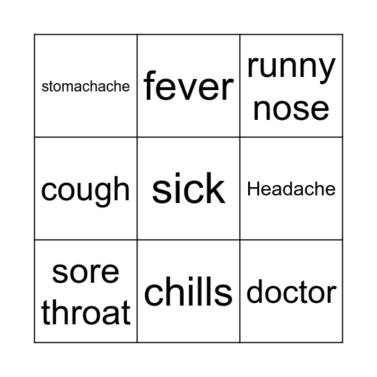 Doctor's Visit Bingo Card