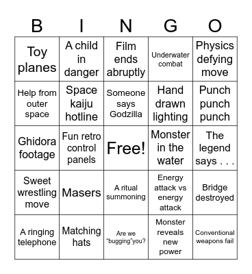 Godzilla vs Megalon Bingo Card