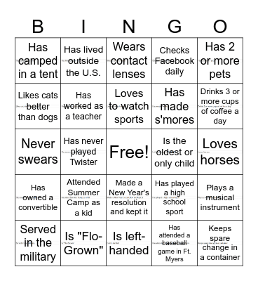 Pelican Faculty Icebreaker Bingo Card
