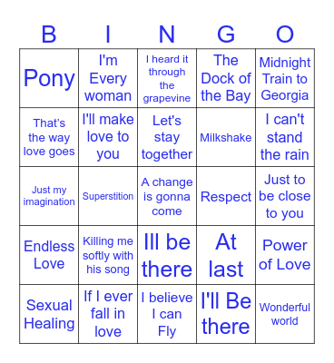 R and B Bingo Card