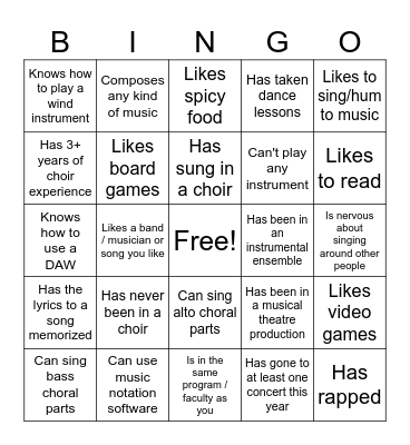 Bingo: Find Someone Who Bingo Card