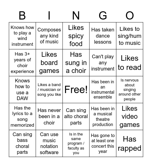 Bingo: Find Someone Who Bingo Card